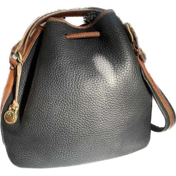 Dooney‎ & Bourke Black Pebbled Leather Drawstring Buckle Shoulder Bag - Vintage - Picture 4 of 5